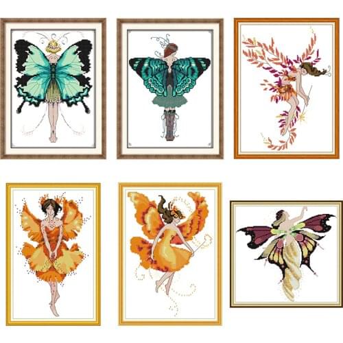 Butterfly fairy series pattern cross stitch kit Aida 14ct 11ct count canvas printing embroidery sewing kit DIY needlework crafts