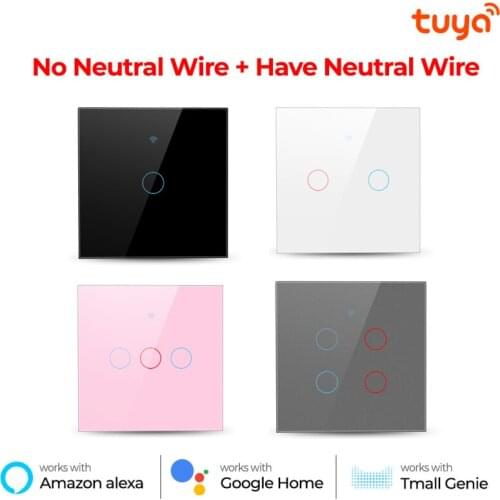 Wifi Wall Touch Switch EU No Neutral Wire Required Smart Light Switch 1 2 3 4Gang 220V Tuya Smart Home Support Alexa Google Home