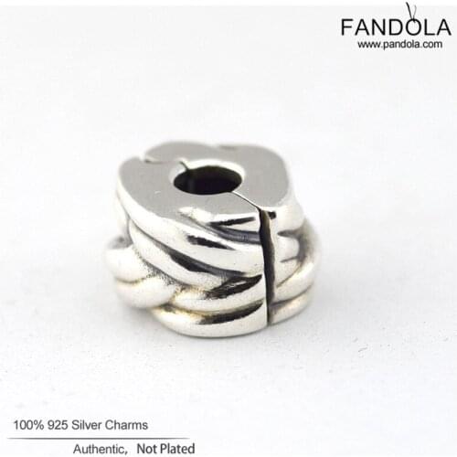 Genuine 925 Sterling Silver Braided Clip Stopper Charms Beads Fit Original Bracelet Women DIY Jewelry Making Kralen Berloques