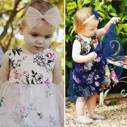 New Baby Girls Clothes Sleeveless Floral Mesh Vest Dress for Girls Toddler Costume Kids Summer Dress Sundress Children Clothing