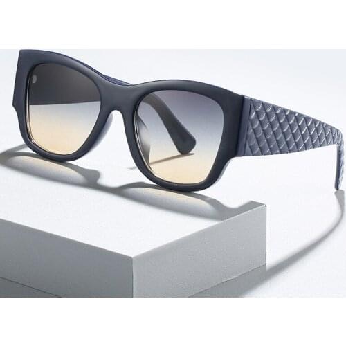 New wild frame sunglasses women personality trend cat eye sunglasses fashion plaid wide-leg sunglasses casual uv400 glasses men