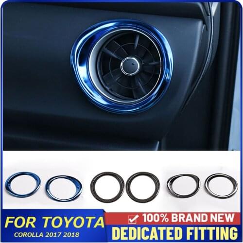Fit For Toyota Corolla 2017 2018 Car Dashboard Left + Right Air Conditional AC Outlet Vent Ring Circle Frame Cover Sticker
