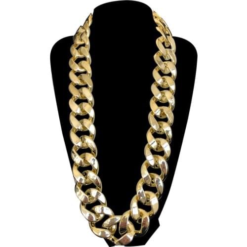 Hip Hop 18K Gold Plated Big Link Chain Cosplay Prop Plastic Punk Necklace for Men Women,3.5cm Width