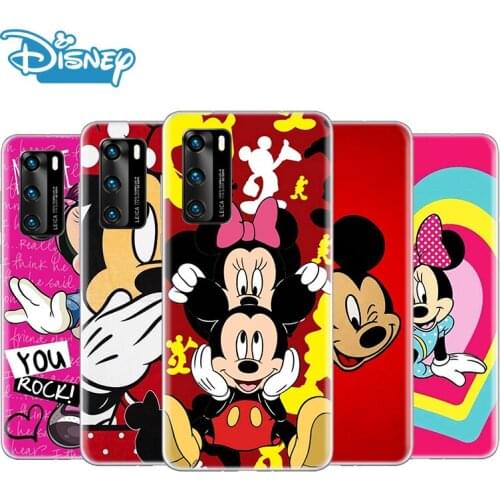 Transparent Cover Red Mickey mouse For Huawei P50 P40 P30 P20 P10 P9 P8 Lite Pro Plus mini 2019 2017 Phone Case
