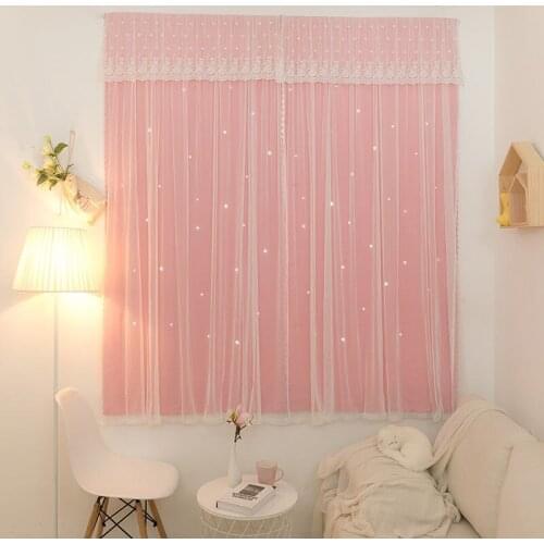 1pcs Punch-free Net Red Hollow Shade Star Cloth Finished Curtain Living Room Bedroom Short Curtain Modern Rental Room F8369