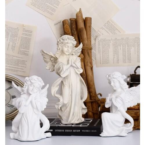 Nordic Resin Angel Miniature Statue With Wings Cute Sculpture Modern Art For Home Decoration Garden Accessories Figurine