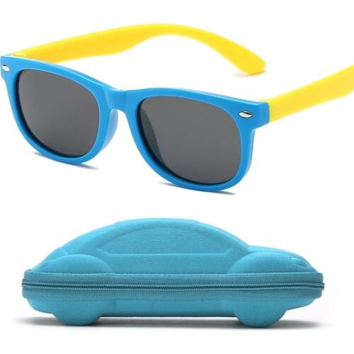 Rubber Frame Polarized Kids Sunglasses with Case Boys Girls Silicone Safety Sun Glasses Gift for Children Baby UV400 Gafas