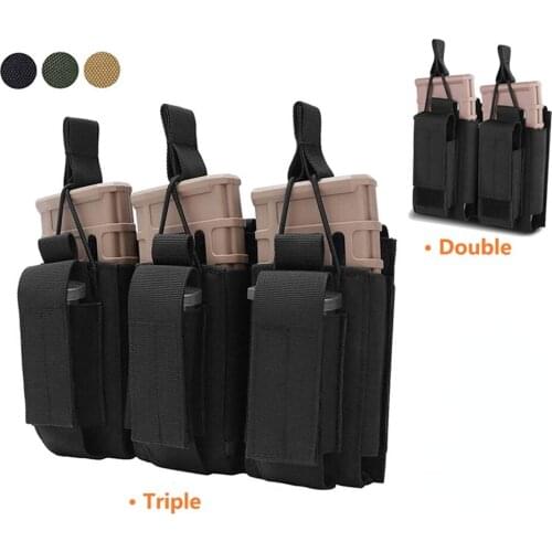 Tactical Molle Magazine Pouch Double/Triple Rifle Pistol Mag Pouch Carrier 1000D 2-Layer Hunting Mag Cartridge Holder Bag