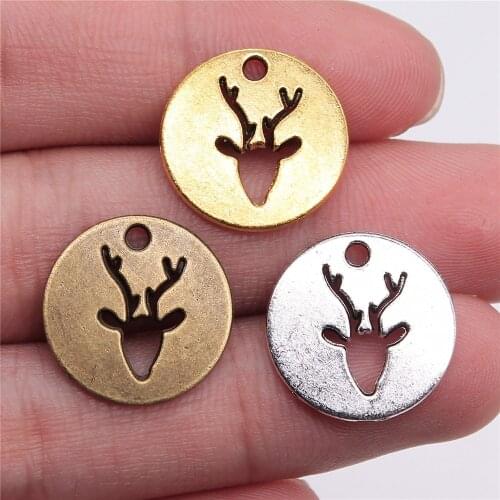 WYSIWYG 10pcs 18mm 3 Colors Antique Gold Antique Silver Color Antique Bronze Reindeer Deer Charms Pendant