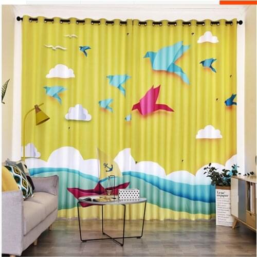 Customized 3d curtains cute cartoon childrens room boy girl bedroom kid room bay window French window blackout curtains