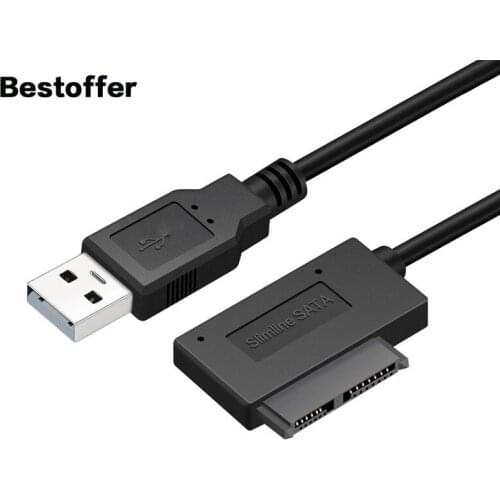 0.3 Meters USB 2.0 Male to SATA 13-PIN Slimline 7+6 Pin 13Pin Female DVD Adapter Cable