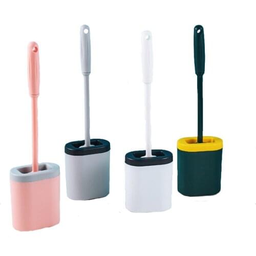 1pc Silicone TPR Toilet Brush And Holder Wall-Mounted Cleaning Brush Tools For Toilet Household WC Bathroom Accessories Sets U2