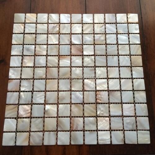 25MM Particle seamed Natural shell mosaic tiles mother of natural sea pearl shell Brick seashell backsplash mosaic