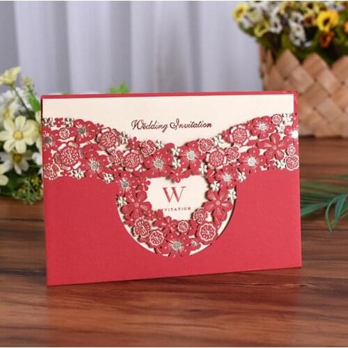30pcs/lot Vintage Laser Cut Lace Flower Wedding Invitation Card Creative Wedding Party Invitations with Envelope