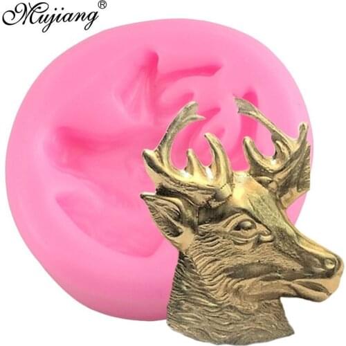 3D Christmas Deer Head Silicone Mold Fondant Cake Decorating Tools DIY Cookie Baking Polymer Clay Candy Chocolate Gumpaste Mould