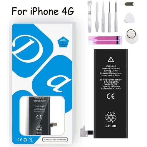 Original Capacity Battery For iPhone 4 4G 1420mAh Genuine Li-ion Mobile Phone Replacement Batteries + Free Tools