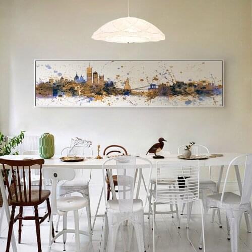 Watercolour World City Paris Rome Eiffel Tower city Posters Prints Nordic Style Wall Art Pictures Home Decor Canvas Painting