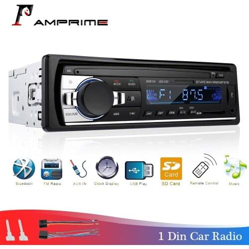 AMPrime Car Radio Bluetooth FM Stero Radio USB SD AUX Audio Player Auto Electronics Subwoofer In-Dash 1 DIN Autoradio ISO 12Pin