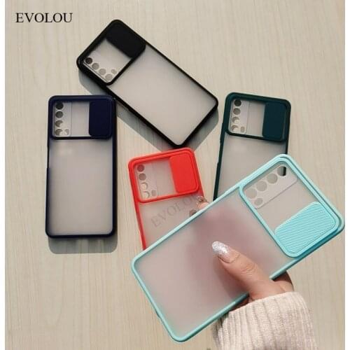 For Huawei Y7A P Smart 2021 Case Slide Camera Lens Protection Phone Cases for Huawei P40 P30 Pro Nova 7i 6 SE Soft Back Cover