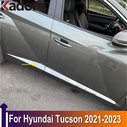 For Hyundai Tucson 2021 2022 2023 ABS Chrome Side Door Body Trim Molding Cover Bezel Styling Protector Exterior Accessories