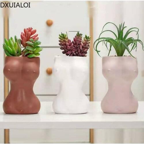 DXUIALOI Nordic Creative Human Body Art Ceramic Crafts Flower Pots Balcony Home Living Room Desktop Plant Potted Ornaments