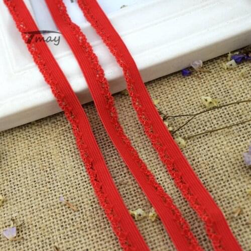 #211 Hot Red Elastic Band Sewing Lace Trim 8 yards/lot 10MM Wide Stretch Elastic Band Lace Ribbon DIY Sewing Underwear Trim