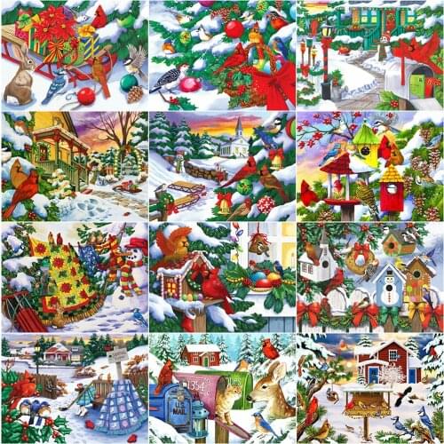 EverShine 5D Diamond Painting Christmas Diamond Embroidery Landscape Full Drill Square Mosaic Bird Rhinestones Decor For Home