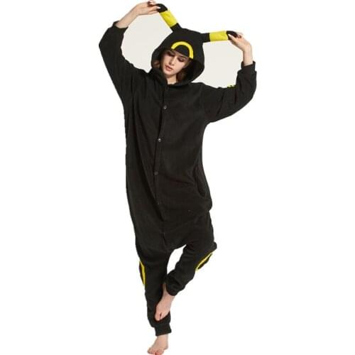 Adults Polar Fleece Kigurumi Yellow Umbreon Unisex Onesies Pajamas Cosplay Costume for Halloween and Carnival Party