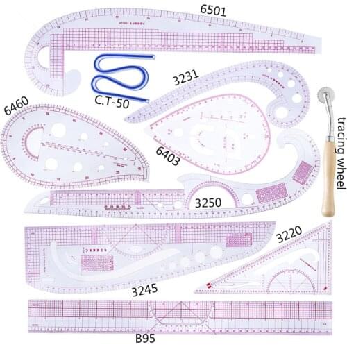 MIUSIE 10pcs Cutting Ruler DIY Clothing Sample Grading Sewing Tailor Curve Cutting Rulers Multifunctional Plastic Patchwork Tool