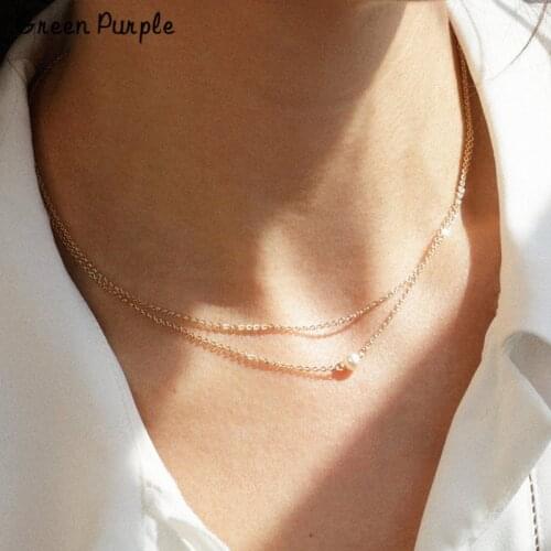 Layered Necklace Handmade Natural Pearl Pendants Gold Wrap Jewelry Chocker Colares Collier Femme Bohemian Kolye Necklace