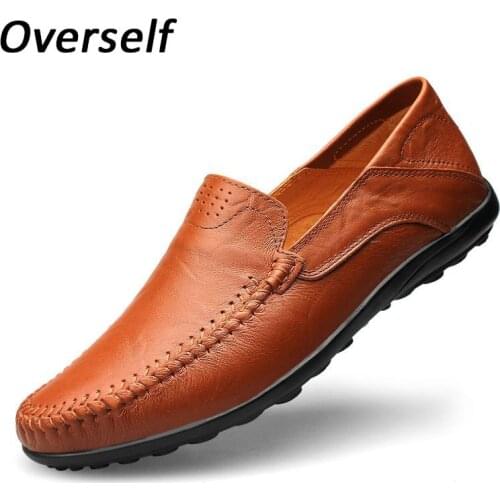 2020 Fashion Mens Shoes 37 to 48 Big Plus big Size Genuine Leather Casual Men Shoes Soft Moccasins Loafers for man 1