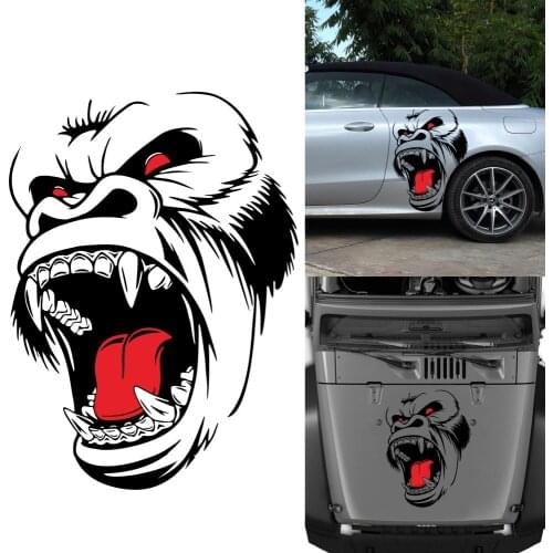 Horror Ape Totem Car Sticker Pickup Truck Window Hood Animal Decoration Fun Creative Side Door Vinyl Sticker Auto Accessories