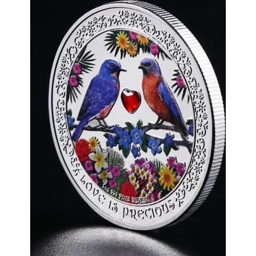 1 Pc Commemorative Coin Love Couple Birds Happiness Souvenir Coins Gifts Crafts Collection
