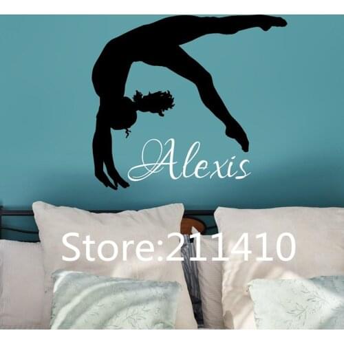 Personalized Name Gymnastic Wall Art Stickers- Gymnastic Wall Decal - Gift for Gymnast Home Decor Girl Bedroom Wall Sticker A277