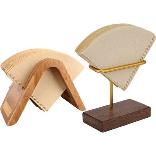 Bamboo Wood Coffee Filter Holder Dispenser Filter Paper Rack Display Shelf Storage 100pcs Filtering Paper Storage Rack Stand