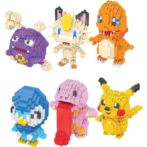 Pokemon movable doll building block Pikachu Charmander mini building block model childrens toy puzzle gift decoration