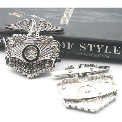 Rare Retro US MJ Michael Jackson Metallic Silver Eagle Metal Stainless Steel Special Officer Badge Collection