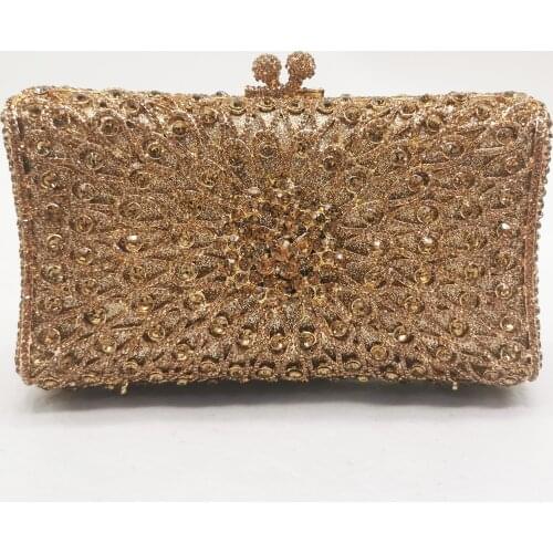 Luxury Gold Rhinestone Wedding Bridal Clutches New Fashion Women Diamond Crystal Party Prom Purses Handbags Female Small Bags