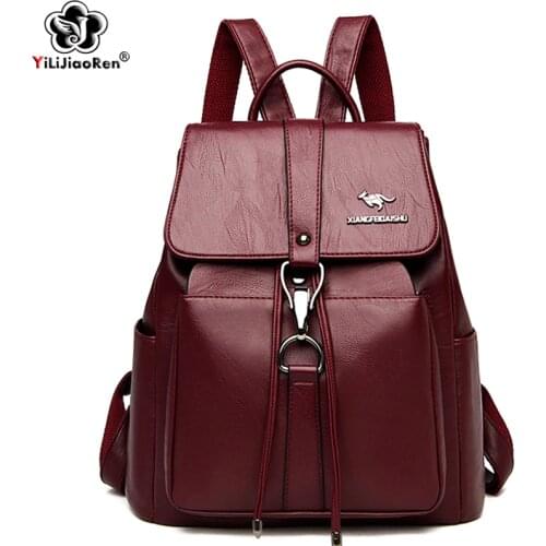 Anti Theft Backpack Women Shoulder Bag Famous Brand Leather Backpacks For Girls Large Capacity School Bags Ladies Back Pack