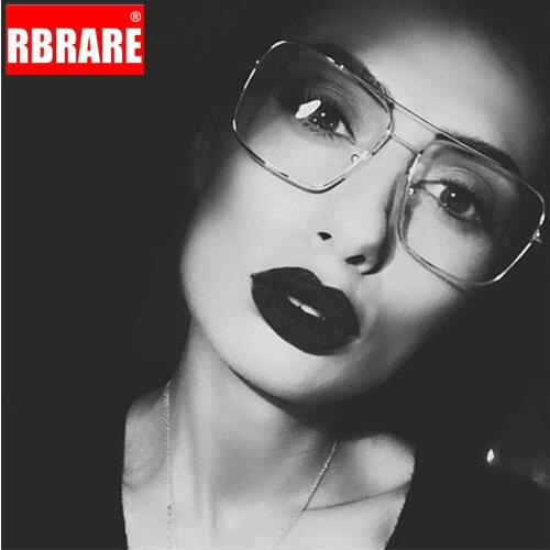 RBRARE Alloy Double Beam Sunglasses Women Metal Square Gradient Pink Sun Glasses Vintage Mirror Oversized Sunglasses Femme