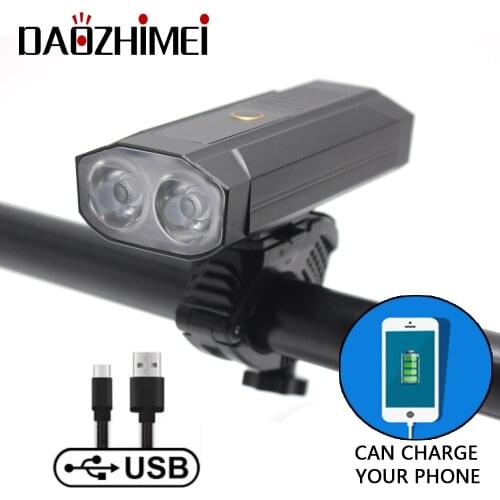 Super Bright Bicycle Light 2*T6 USB Rechargeable 5200mAh Bike Light Waterproof LED Headlight Power Bank Bike Accessories