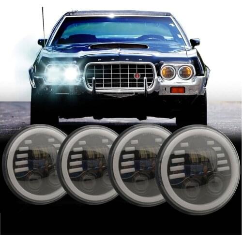 4pc Halo 5 3/4 5.75 Inch LED Headlights Left Right Turn Signal Round For Ford Gran Torino Peterbilt Semi 349 359 Truck Pickup