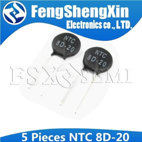 5pcs NTC8D-20 Thermistor Resistor NTC 8D-20 8R Thermal Resistor