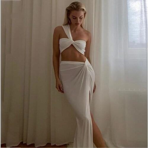 Tunics Women Solid Bikini Top And Beach Dress New Sexy Bikini Beach Skirt Ladies Summer Beachwear Brazilian Bathing Suit XL