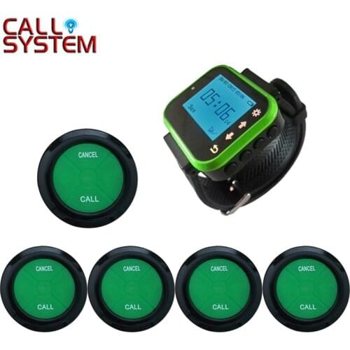 Ycall Restaurant Pager Wireless Calling Paging System 1 Wrist Pager Clock 5 Ultra Thin Table Bell Call Button