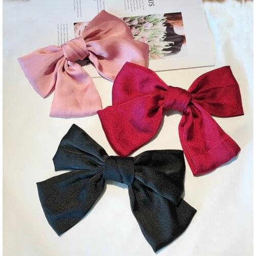 Womens Korean Net Red Big Bow Hairpin Spring Clip Back Of Head Headdress Girl Hair Rope Bow Hair Accessories Ladies Hairpins