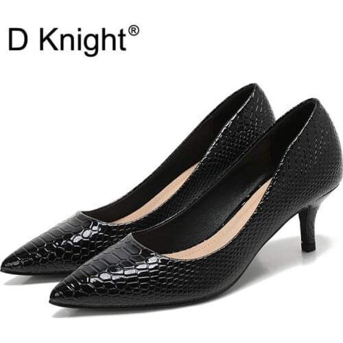 Patent Crocodile Leather Woman High Heels Pumps Sexy Pointed Toe Stilettos Office Lady Shoes Shallow Femme Small Thin Heel Pumps