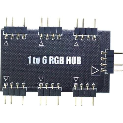 1 to 6 RGB Fan Hub Splitter PWM Controller 5V 3Pin / 12V 4 PIN Fan Cooler Computer Motherboard Symphony 50cm Power Supply Cable