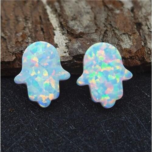 10pcs/lot Wholesale 11x13mm Opal Hamsa Pendant Charms Synthetic Hamsa & Hand Opal for DIY Jewelry Necklace