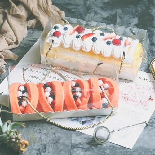 10 Pcs Clear Pastry Boxes Rectangle Portable TEP Sandwich Dessert Display Transparent Food Storage Holder for Party Cake Decor